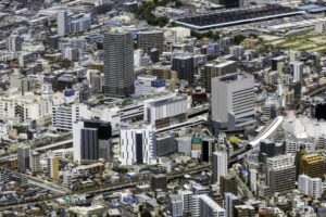 船橋駅周辺を空撮