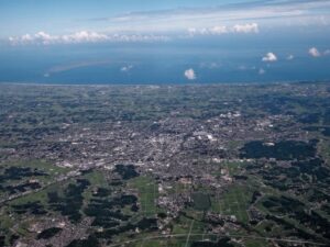機内より茂原市の街並みを空撮